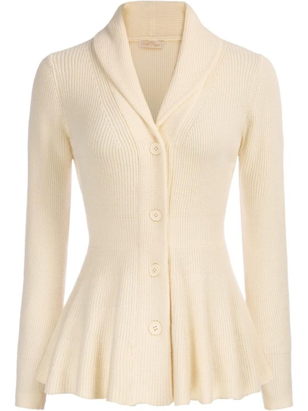 Vintage-Inspired Women's Cardigan Sweater with Shawl Lapel & Button Detail